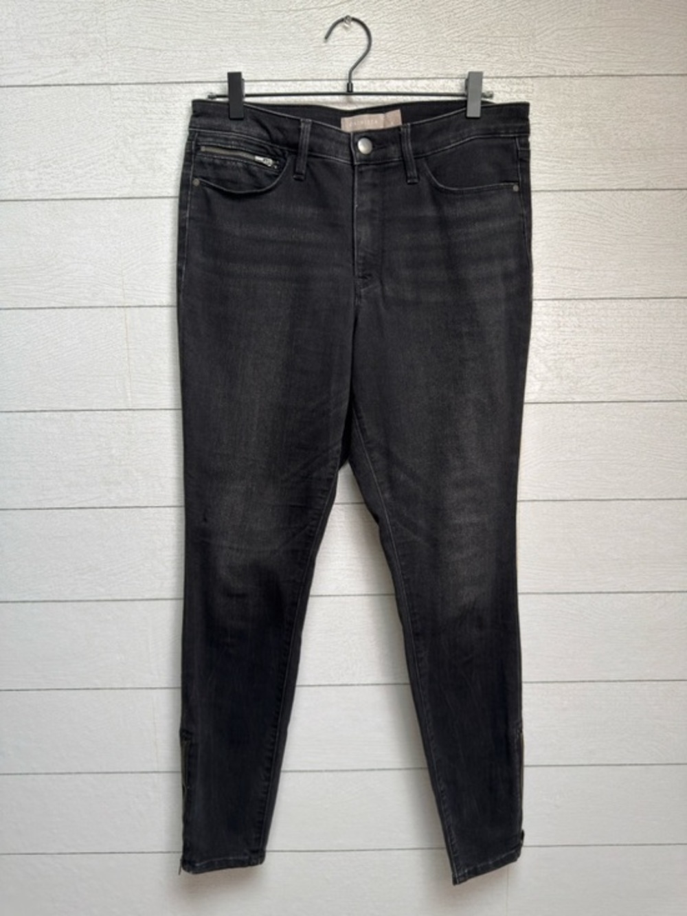 Athleta Sculptek Faded Black High Rise Skinny Ankle Zip Stretch Jeans Size 8
